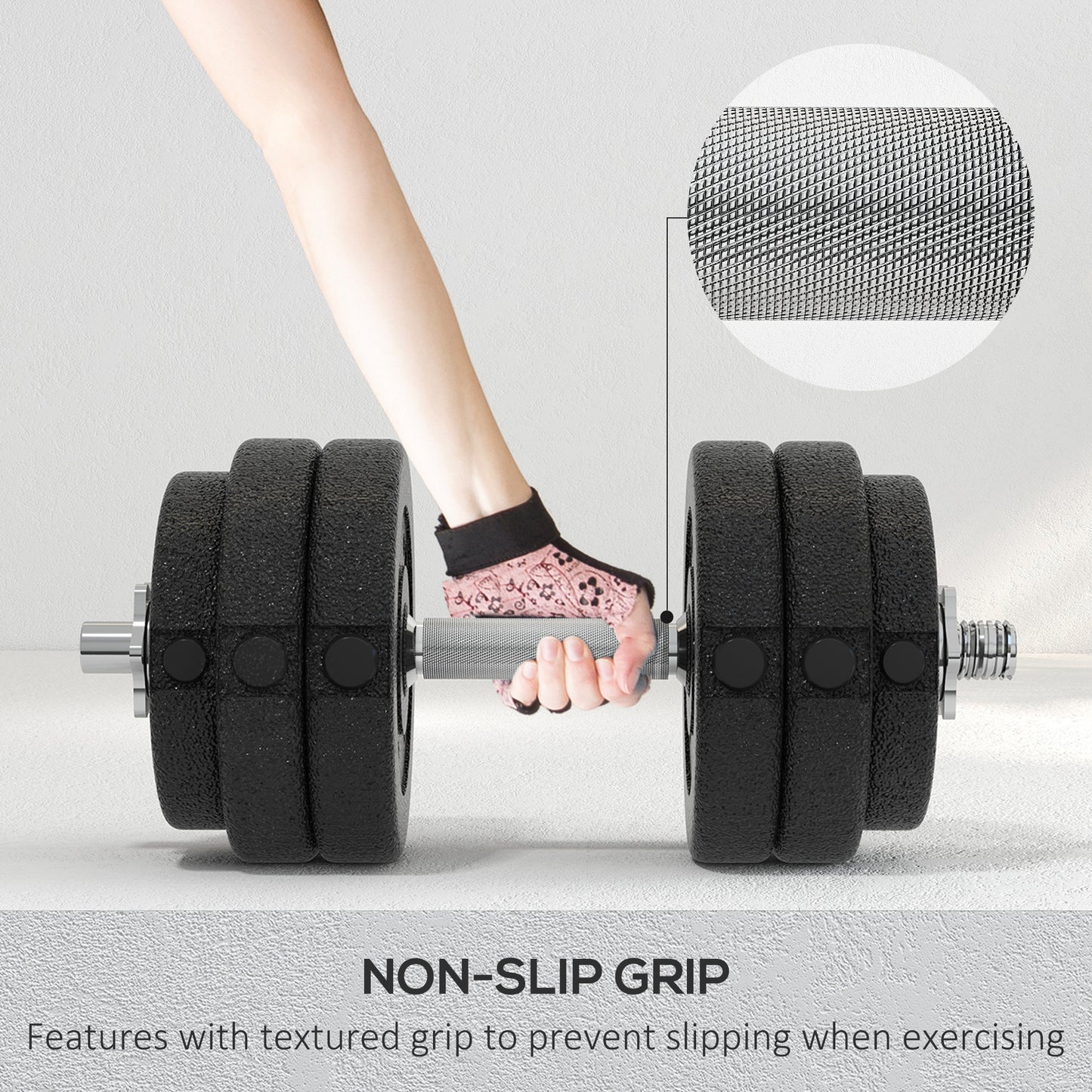 30KG Adjustable Dumbbells Set, Hand Weights Set for Home Gym Weight Lifting Training | HOMCOM-3