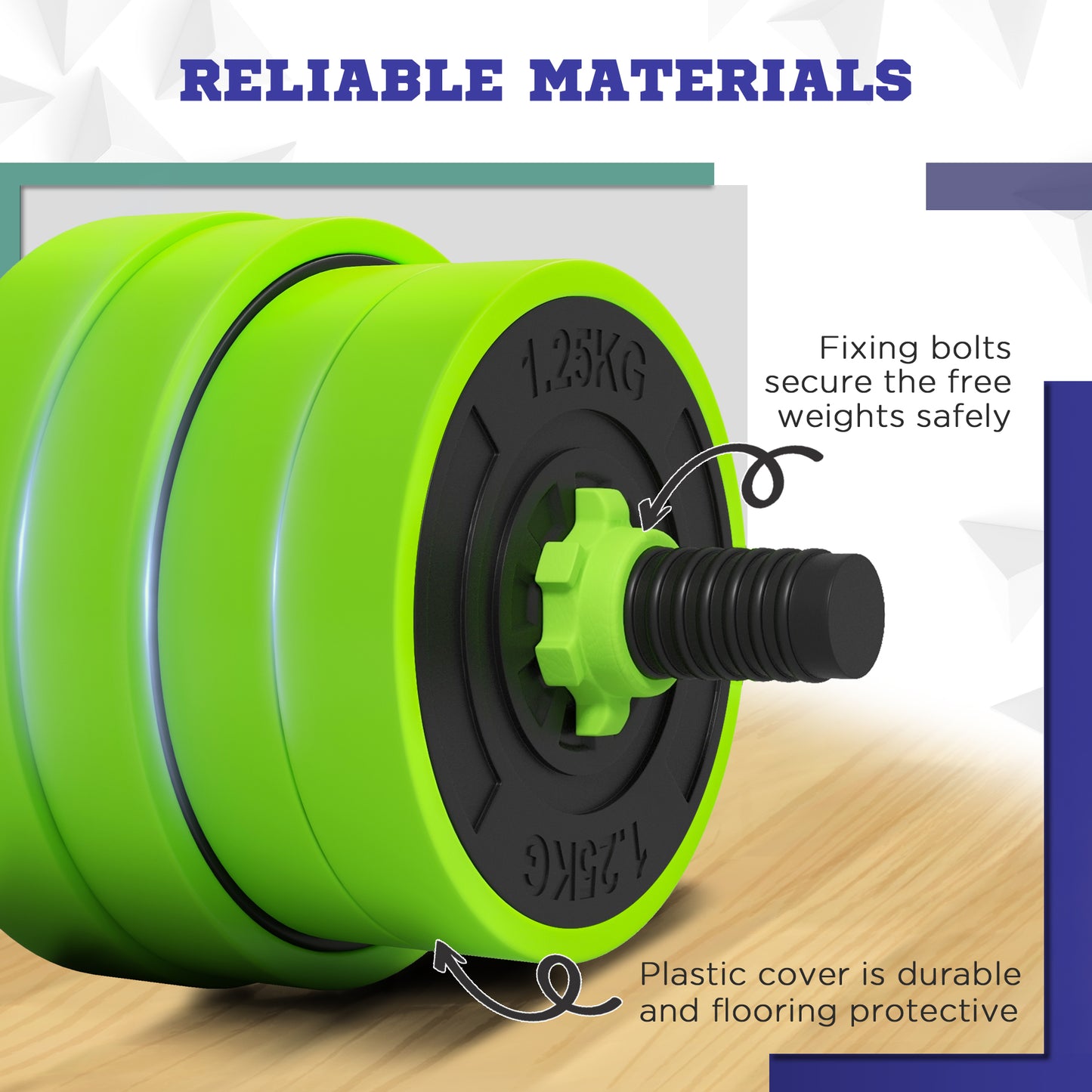 30kg Four-In-One Adjustable Weight Green Dumbbells Set, Barbell, Kettlebell, Push Up Stand - SPORTNOW-5