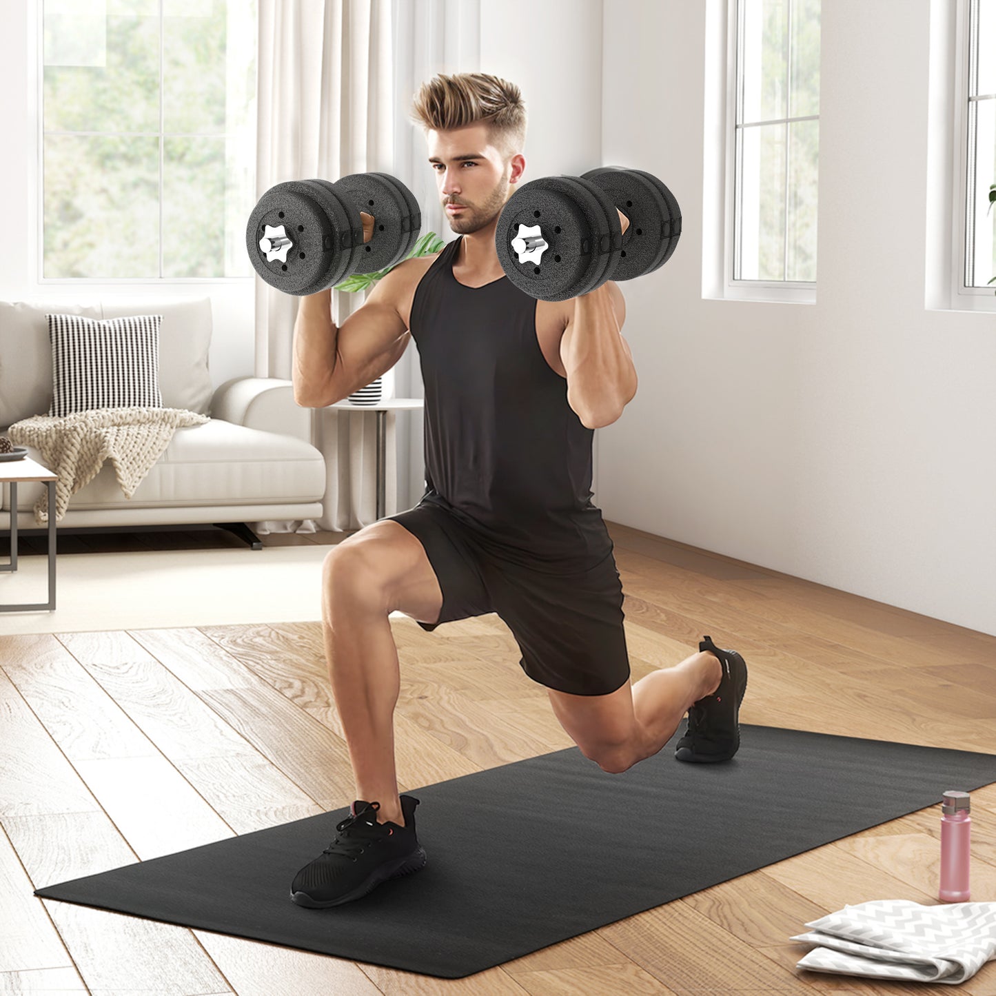 30KG Adjustable Dumbbells Set, Hand Weights Set for Home Gym Weight Lifting Training | HOMCOM-8