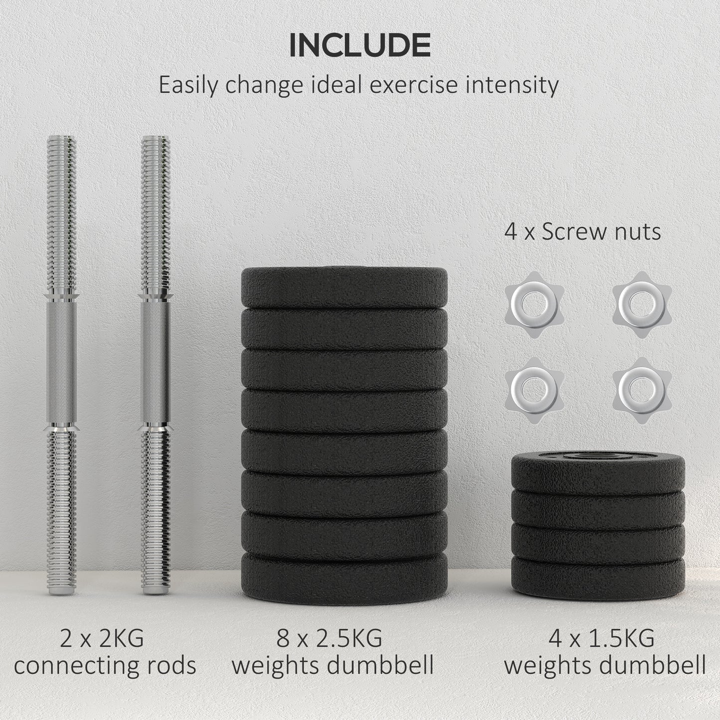 30KG Adjustable Dumbbells Set, Hand Weights Set for Home Gym Weight Lifting Training | HOMCOM-4