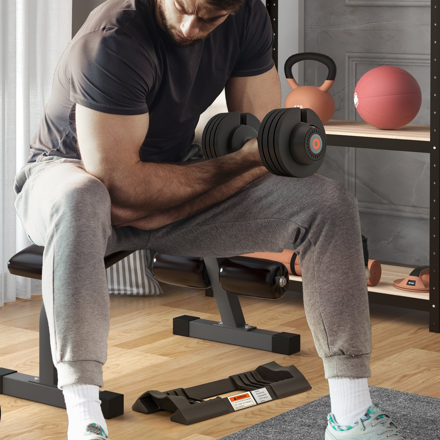 Adjustable Dumbbells Set, 4-in-1 Weights Set with Storage Tray and Non-Slip Handle, 7KG 13KG 18KG 24KG | SPORTNOW-8