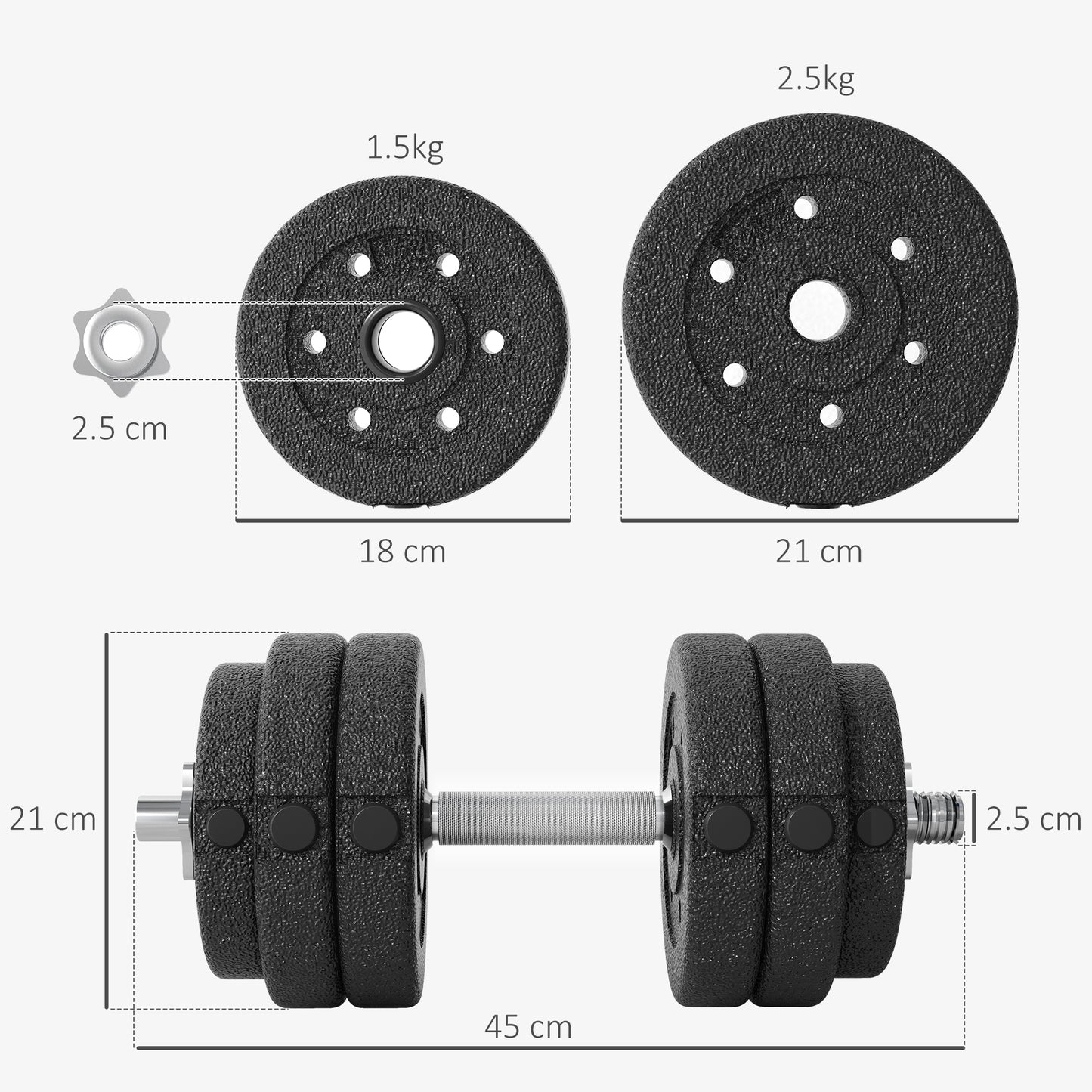 30KG Adjustable Dumbbells Set, Hand Weights Set for Home Gym Weight Lifting Training | HOMCOM-1