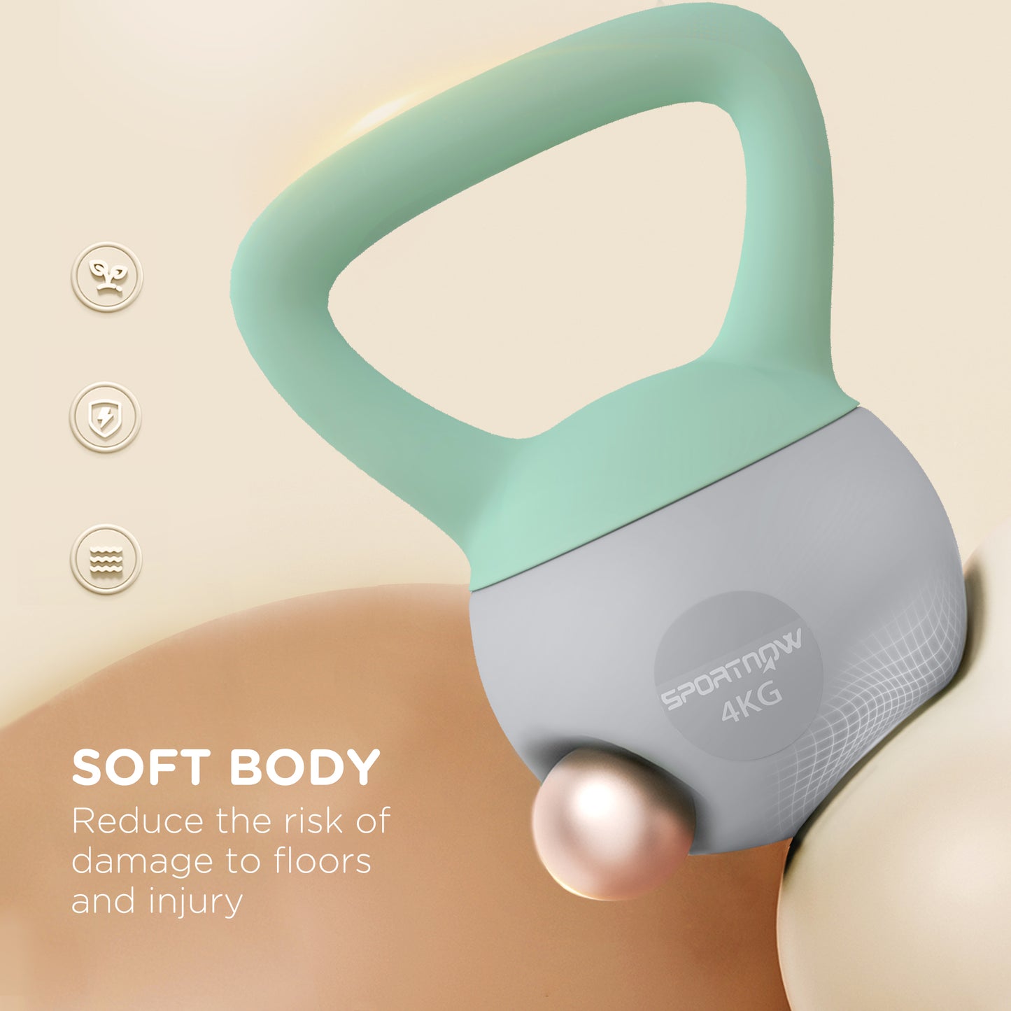 SPORTNOW 4kg/6kg/8kg/10kg Soft Kettlebells with Non-Slip Handle in Grey and Green-2