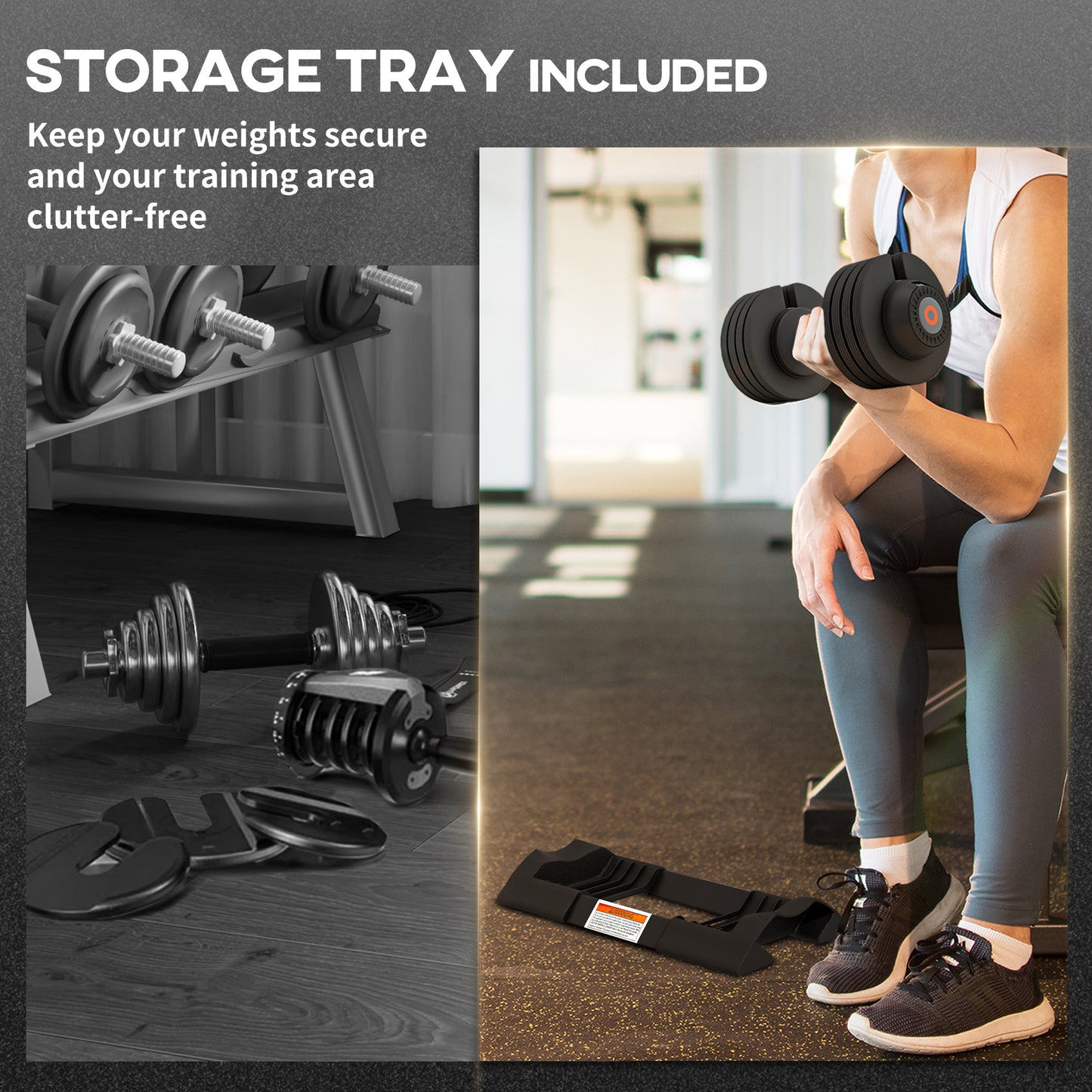 Adjustable Dumbbells Set, 4-in-1 Weights Set with Storage Tray and Non-Slip Handle, 7KG 13KG 18KG 24KG | SPORTNOW-3