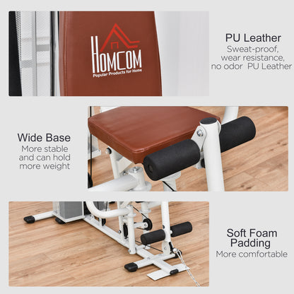 HOMCOM Multifunction Home Gym Weight Training Workout Station Fitness Strength Machine in White-5