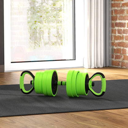 30kg Four-In-One Adjustable Weight Green Dumbbells Set, Barbell, Kettlebell, Push Up Stand - SPORTNOW-6