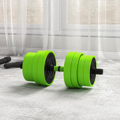 30kg Four-In-One Adjustable Weight Green Dumbbells Set, Barbell, Kettlebell, Push Up Stand - SPORTNOW-7