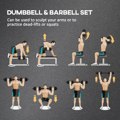 20kg 2 IN 1 Adjustable Dumbbells Weight Set, Dumbbell Hand Weight Barbell for Body Fitness, Lifting Training for Home, Office, Gym, Black by HOMCOM-2