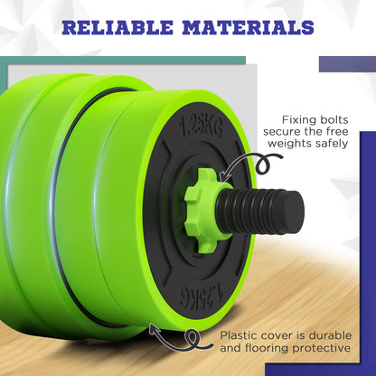 30kg Four-In-One Adjustable Weight Green Dumbbells Set, Barbell, Kettlebell, Push Up Stand - SPORTNOW-5