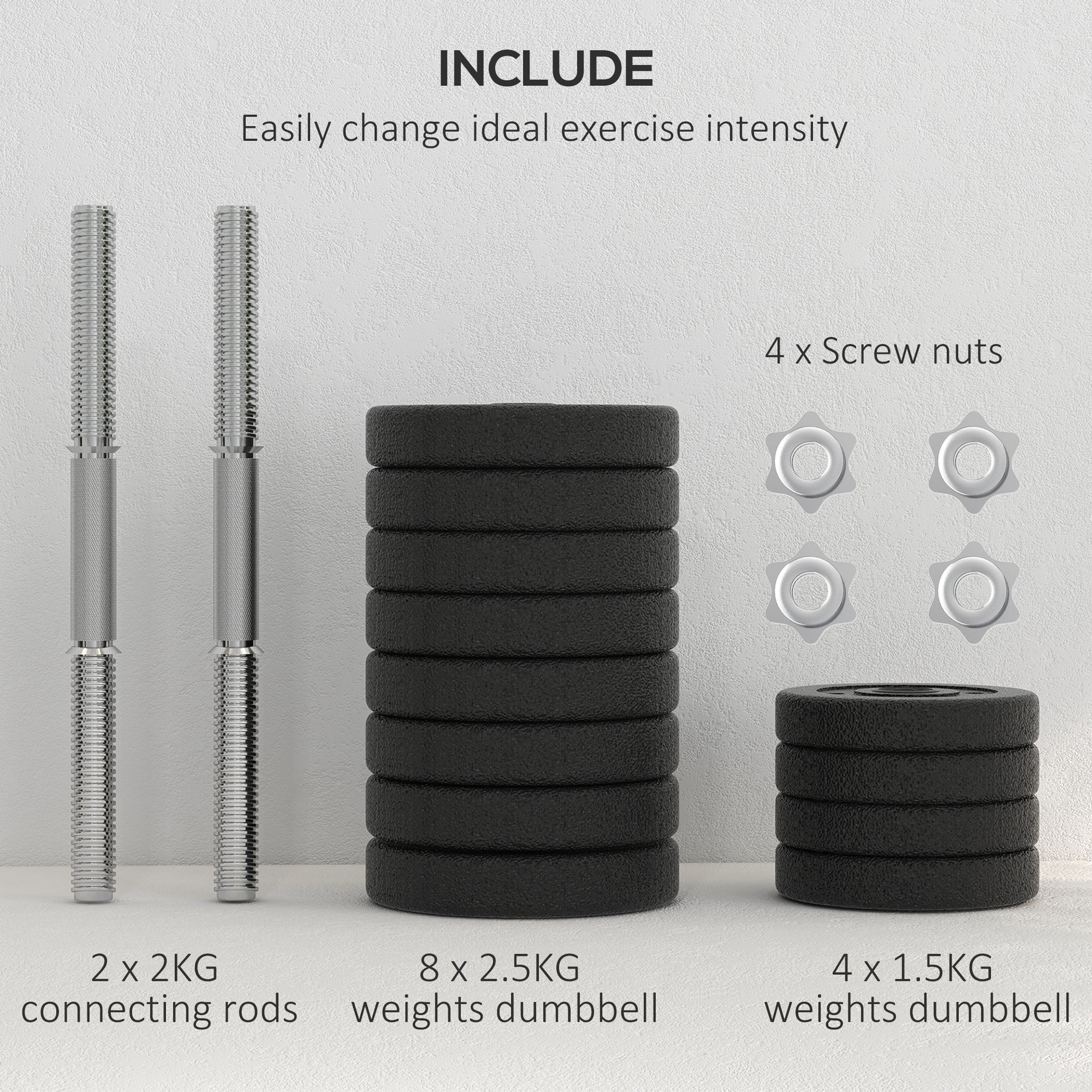 30KG Adjustable Dumbbells Set, Hand Weights Set for Home Gym Weight Lifting Training | HOMCOM-4