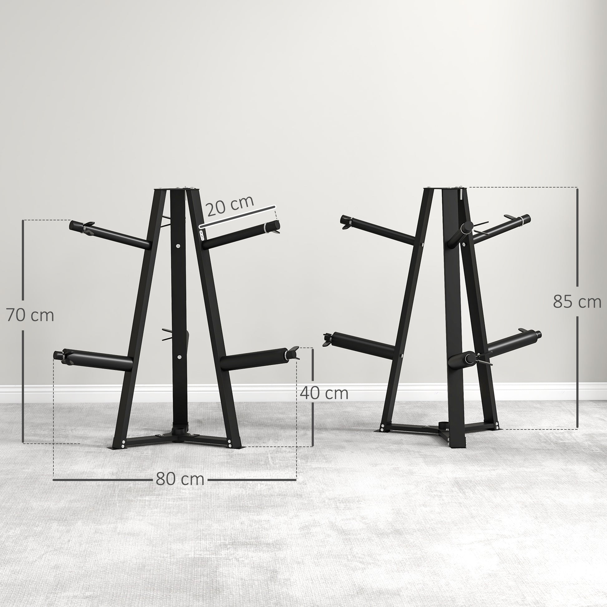 Weight Tree Rack: for 5cm Weight Plates and Barbell Bar with 6 Fasten Clamps, 300kg Capacity by SPORTNOW-1