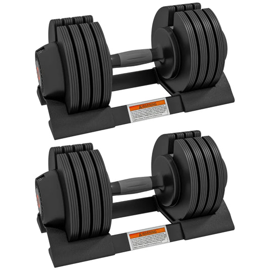 SPORTNOW 2 x 20KG Adjustable Dumbbells Set, 4-in-1 Weights Set with Storage Tray and Non-Slip Handle, Home Gym Fitness Equipment in Black-0