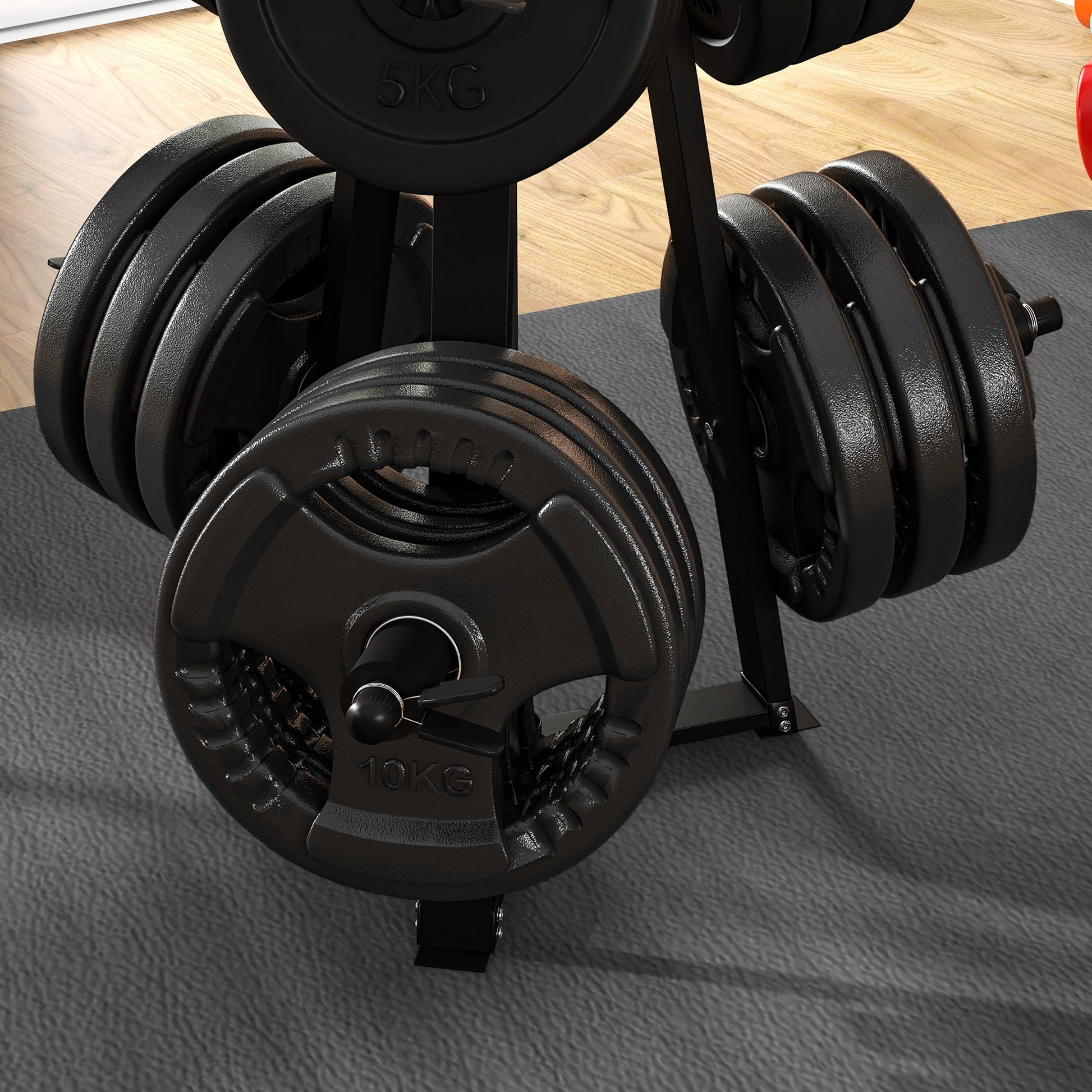 Weight Tree Rack: for 5cm Weight Plates and Barbell Bar with 6 Fasten Clamps, 300kg Capacity by SPORTNOW-5