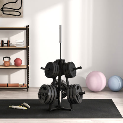 Weight Tree Rack: for 5cm Weight Plates and Barbell Bar with 6 Fasten Clamps, 300kg Capacity by SPORTNOW-8