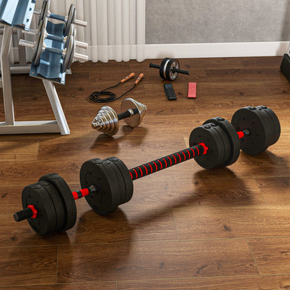 20kg 2 IN 1 Adjustable Dumbbells Weight Set, Dumbbell Hand Weight Barbell for Body Fitness, Lifting Training for Home, Office, Gym, Black by HOMCOM-6